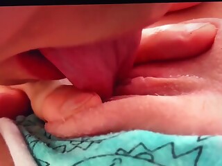 Close-up cunnilingus, licking my wife's sweet pussy.